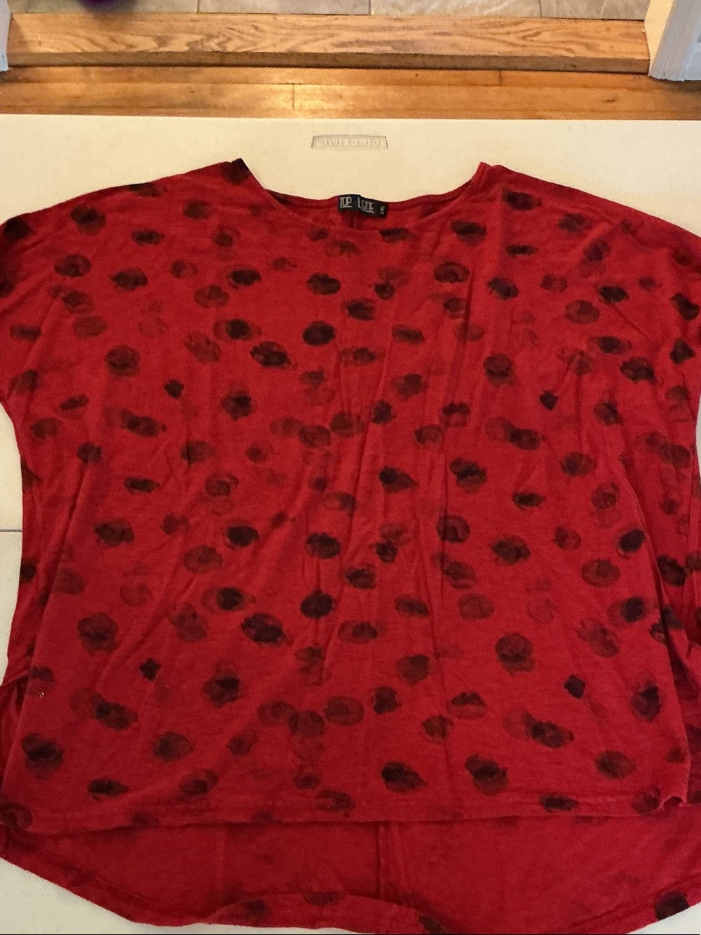 Lip Service Red Short Sleeve Scoop Neck Tee with Black Spot Print
